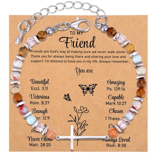 MIXJOY To My Friend Cross Bracelet, Christian Scripture Beaded Bracelets
