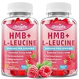 2 Pack HMB and L-Leucine Gummies 3000mg, HMB and Leucine Amino Acid for Adults & Elder, for Muscle Growth, Muscle Relief and Workout Recovery, Sugar-Free, Raspberry Flavor, 120 Count