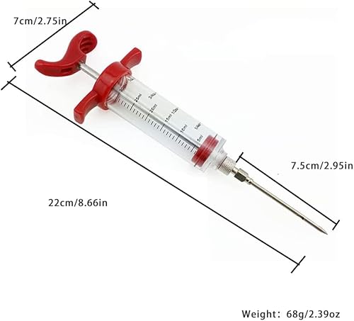 Miniatura 7 de Magik Paquete de 1-2 jeringas de inyección de adobo de alimentos de plástico, aguja de carne atornillada, barbacoa (rojo, paquete de 2)
