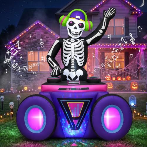 Aufblasbares Skelett-DJ mit Musik und LEDs, 1,8 m – Produktansicht 1
