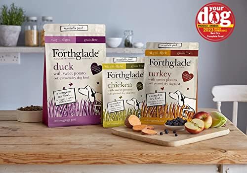 Forthglade Complete Natural Dry Dog Food - Grain Free Duck (2kg) Resealable Bag - Easy to Digest Cold Pressed Dog Food for Puppy, Adult and Senior Dogs