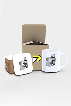 Postermanya I Need Coffee Tembel Koala Tasar ml  Bask l  Kupa Bardak Seti, E lenceli  zel Hediye Mug