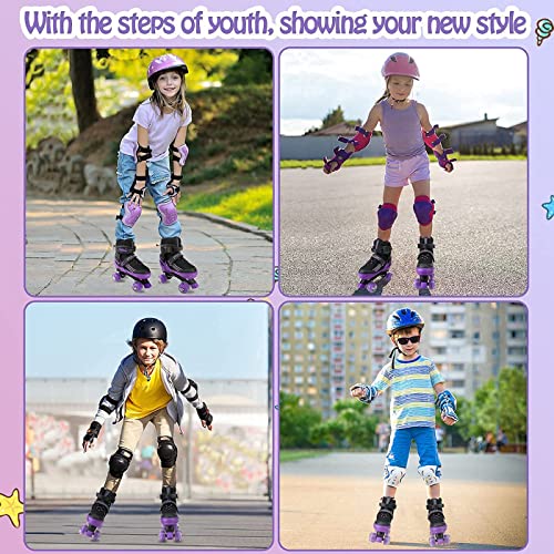 Miniatura 7 de Patines Mgyzm Para Niñas Y Niños, Patines Infantiles Con Iluminación En Todas Las Ruedas, Aptos Para Interior Y Exterior, Mediana Black Purple, L 36-40 Eu