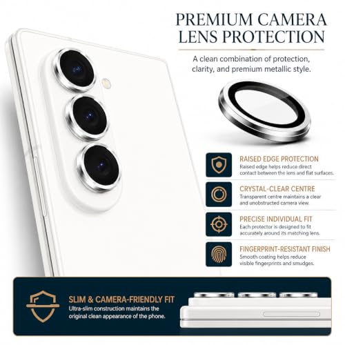 Image of ArmourPro Camera Lens Protector for Samsung Galaxy Z Fold 8 Ultra with Auto Alignment Installation Frame, AR+AF Coated Tempered Glass Camera Rings, Anti-Scratch, Case Friendly | Silver