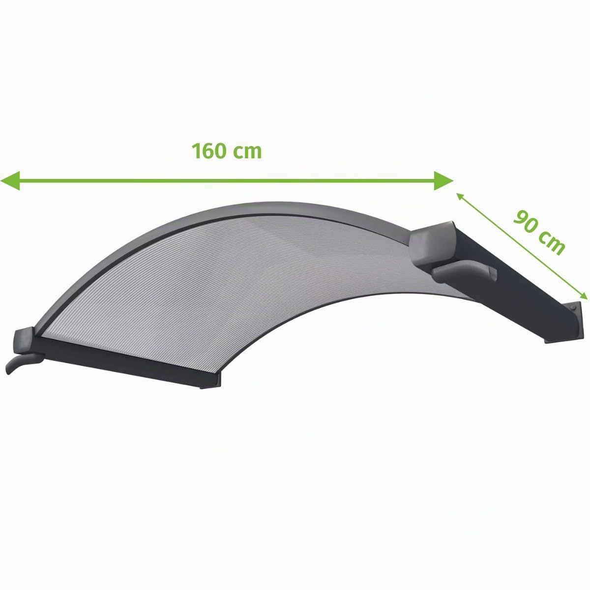 Gutta Vordach für Haustür - Türüberdachung Sonnenschutz für Eingang, Terrasse, Balkon & Fenster - Polycarbonat Aluminium sehr robust und langlebig - UV-Schutz & Regenschutz - 160 x 90 cm