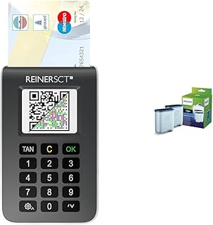 REINER SCT tanJack Photo QR I Chip chipTAN-Tan Generator für Online Banking & Philips AquaClean Kalk- und Wasserfilter für Espressomaschine, Kein Entkalken bis 5000 Tassen, Doppelpack