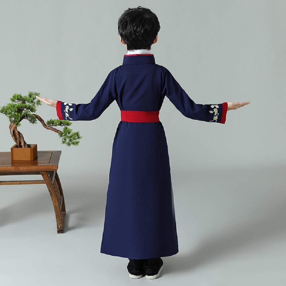 Kung Fu Hanfu for Boys and Girls Chief's Robe Ancient China Official Martial Arts Robe Performance Costume Tang Suits for Kid