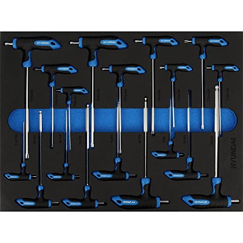 Hyundai Werkstattwagen Set 59008 (287-teilig, hochwertiger Werkzeugwagen,12 Schubladen, 8 Schubladen bestückt, Separate Ablage, Montagewagen gefüllt mit Profiwerkzeug) – Bild 7