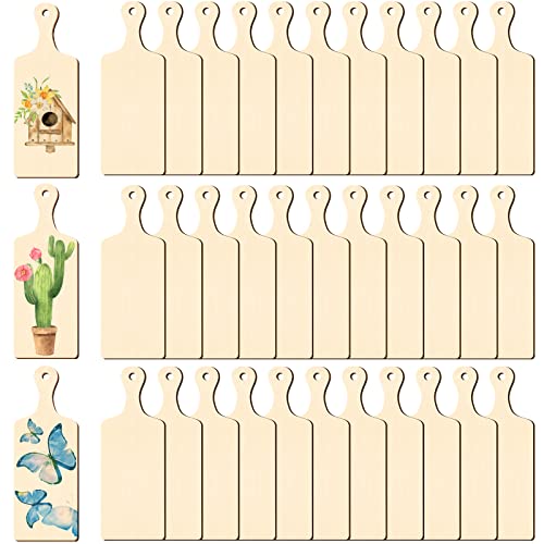 36 Piezas Mini Tablas de Cortar de Madera con Mango miniatura 1
