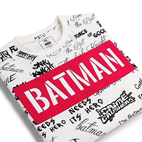 Image of Free Authority Batman Printed Regular Fit White Cotton Men's T-Shirt