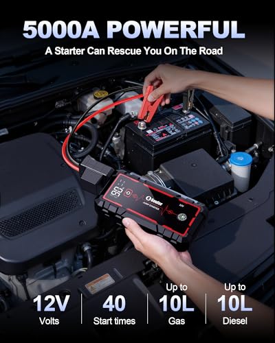 Image of Jump Starter, Battery Jumper Starter Portable, Car Battery Jump Starter with 3 Modes Flashlight, Compass, Power Bank and Jumper Cable