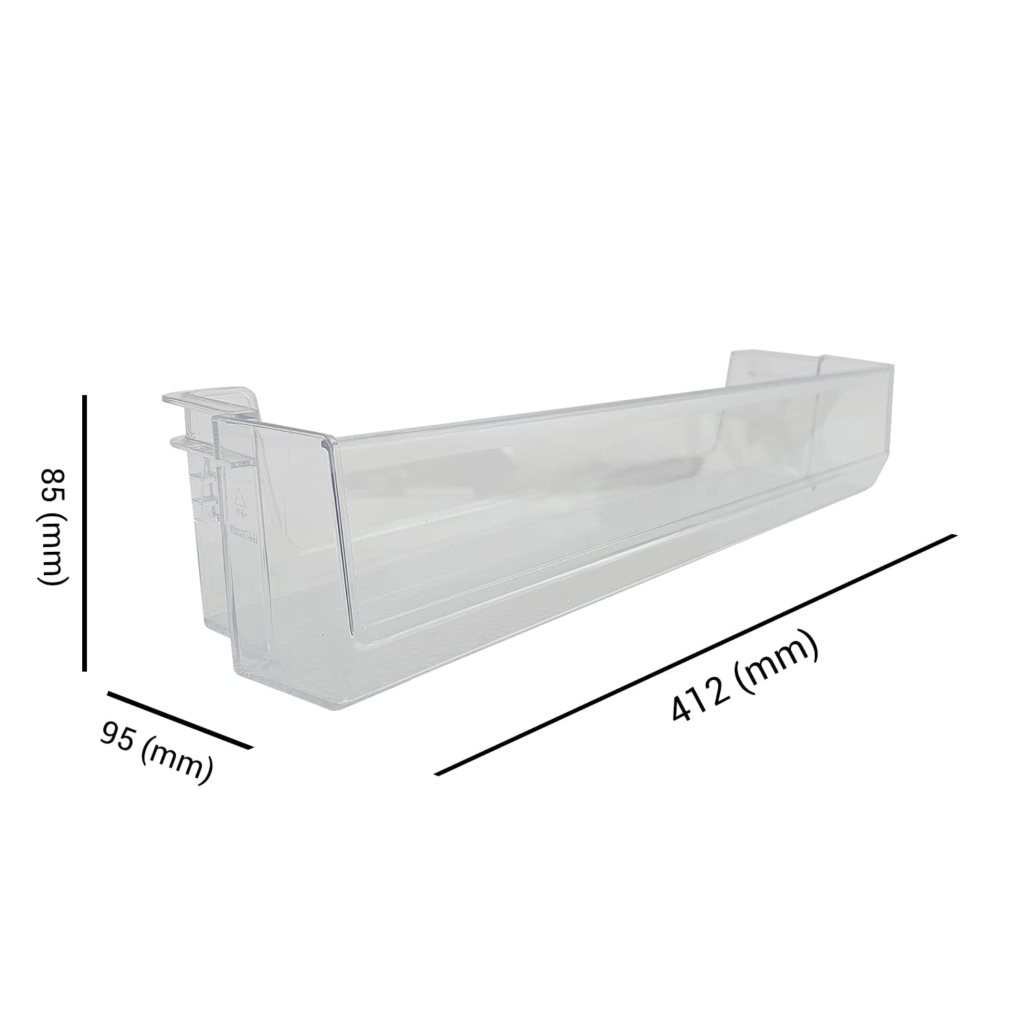 Balconcino Mensola Bottiglie per Frigoriferi Adatto per Ariston Indesit Hotpoint, Dimensioni 412x85x95 (mm) Trasparente, 481010807441, per Modelli BCB7030AA BF1801EF1