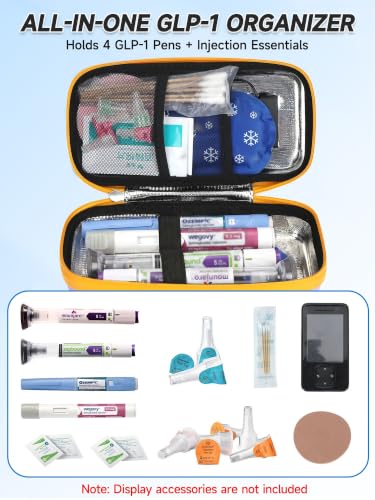 Image of YOUSHARES Cooler Travel Case for Zepbound & Mounjaro Pens, Holds 4 Pens | Real-Time Temperature Display, TSA Approved, 2 x 100g Ice Packs, Fits GLP-1 Pens, Waterproof EVA Hard Shell, Travel Ready
