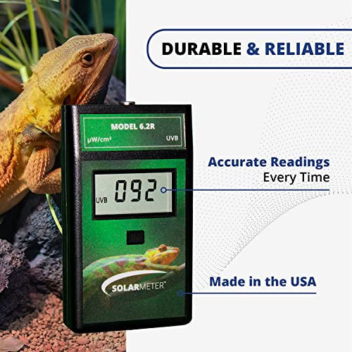 Solarmeter Model 6.2R Reptile UVB Lamp Meter, Handheld Digital UVB Radiometer and Light Bulb Tester for Terrarium & Outdoor Activities, 0-1999 μW/cm2 UVB, Made in USA