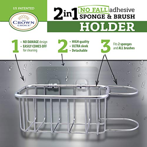 image for The Crown Choice 2-in-1 Sink Sponge Holder | in Sink Brush Caddy | Det