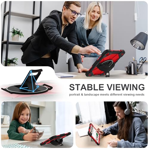 Image of Nitupai Case for Galaxy Tab A11+ Plus 2025, Galaxy Tab A9+ Case 2023 11Inch | Rugged Samsung Tab A11 Plus /A9+ Tablet Cover with 360 Rotating Hand Strap Shoulder Strap Screen Protector Red