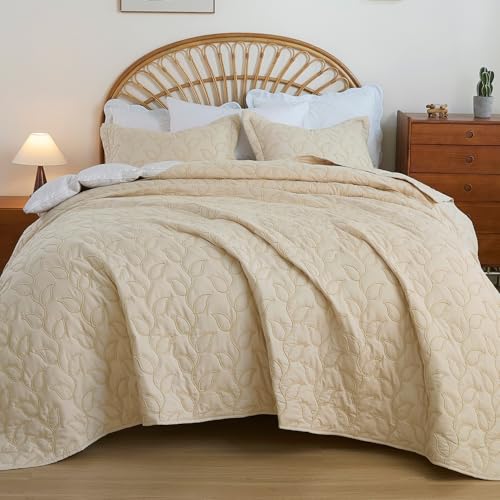 Image of EVENHUG Quilt Queen Size Bedding Set with Pillow Sham Lightweight Bedspreads Coverlet Soft Reversible Bed Cover for All Season 3 Piece