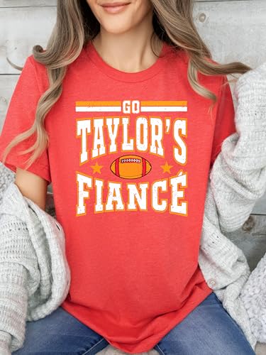Go Taylor's Fiance Shirt for Women, Teens and Kids Funny Football Season Distressed Graphic Tee4