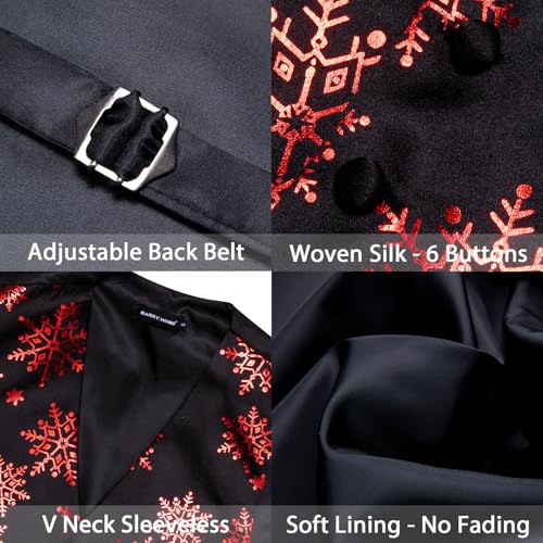 Image of Barry.Wang Mens Red /Green Christmas Suit Vest Holiday Xmas Waistcoat Tie Set Party Tuxedo