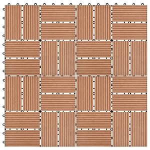 ZHOUMIN WPC Decking tegels, 11 stuks, 30 x 30 cm, 1 m², bruin, tegels voor plafond, tuintegels van polycarbonaat, tegels voor buiten, tegels