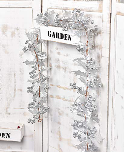 Dearhouse 6Ft Silver Berry Christmas Garland, Flexible Artificial Berry Garland For Indoor Outdoor Home Fireplace Decoration For Winter Christmas Holiday New Year Decor #TOP4