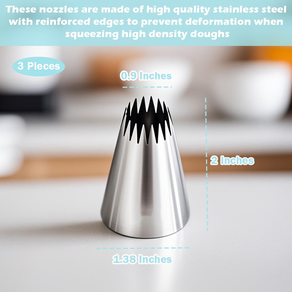 Stainless Steel Tips 3-Piece Churro Piping Tips Set - Stainless Steel ...