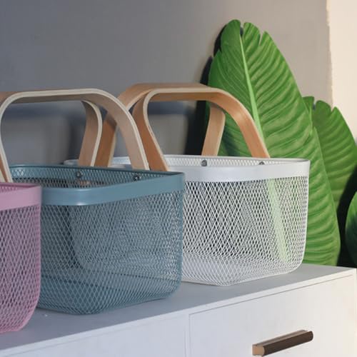Panier de rangement en fer bleu pour organiser la chambre avec style