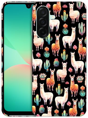 Coque Samsung A26 5G Rigide Fine Plastique Blanc GlamCase Motif Lama Cactus Imprimé