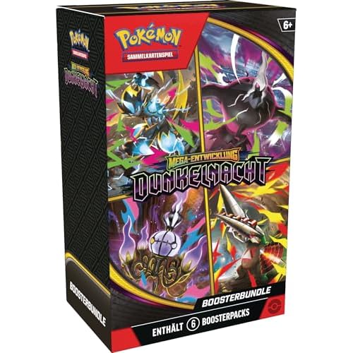 Pokémon-Sammelkartenspiel: Boosterbundle Mega-Entwicklung – Dunkelnacht (6 Boosterpacks)