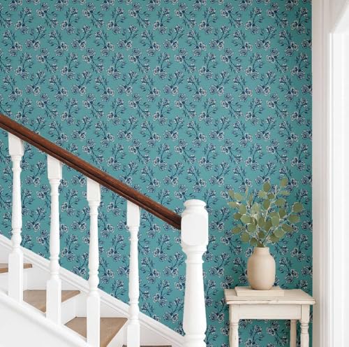 Revestimiento de pared autoadhesivo lavable con diseño botánico de rosas dibujadas 3