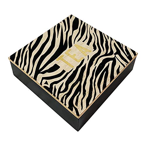 Boîte à thé décorative en bois naturel/noir en forme de boîte à thé avec 4 compartiments Cover