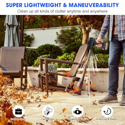 Image of Leaf Blower Cordless with Battery and Charger, Powerful Handheld Air Blower with 2 X 4000mAh Batteries, Turbo Jet Blowers for Lawn Care, Patio Cleaning, Car Drying, Leaves, Dust, Snow