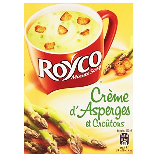 Royco Sopa deshidratada Crema de espárragos y picatostes 4 bolsitas de 20 cl - 60 g - Juego de 6