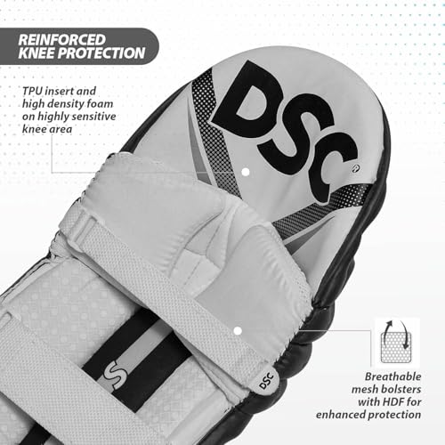 Image of DSC Pro X Cricket Batting Legguard | Material: Polyurethane | Lightweight & Flexible | Enhanced Durability | PVC Instep | Offer Exceptional Longevity | Color: Black | Size: Mens RH