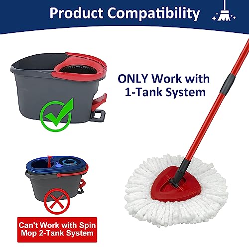 Mop Replace Heads Mop Handle and Mop Base Replacement for O Cedar EasyWring 1-Tank Spin Mop System, 2 Microfiber Mop Head Refills, 4-Section Iron Mop Handle 30-58in and 1 Mop Head Cover Set(No Bucket) - Image 4