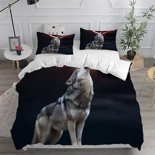Parure de lit loup 3D en microfibre de qualité supérieure King size 220x240 cm - 6