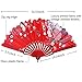 BABEYOND Spanish Floral Folding Hand Fan Vintage Handheld Lace Folding Fan with Different Patterns Fabric Folding Fan for Wedding Dancing Party (Chinese Rose-3), 8-Pack