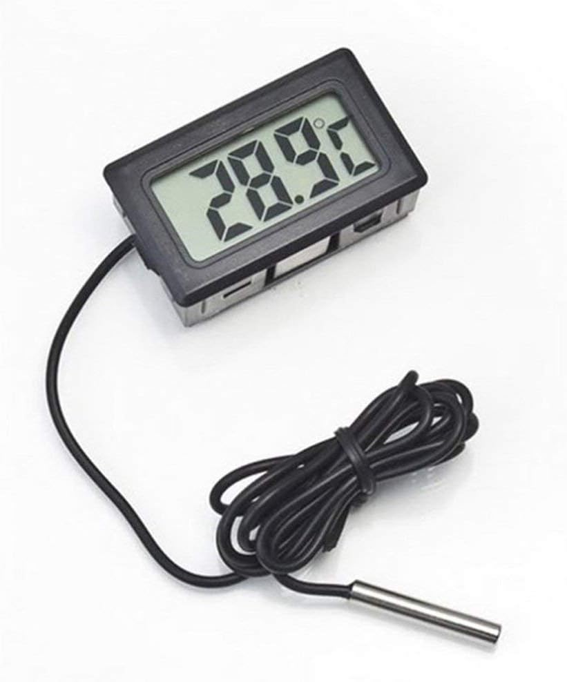Sunnyflowk Diseño práctico Sonda LCD digital Congelador de nevera Termómetro de interior Medidor de sensor Termógrafo para refrigerador (negro)