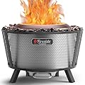 TURBRO 29 Inch Smokeless Fire Pit for Outdoor Wood Burning, 304 Stainless Steel Camping Stove with Stand, Removable Ash Pan, Waterproof Storage Bag, Pluto R29, Black