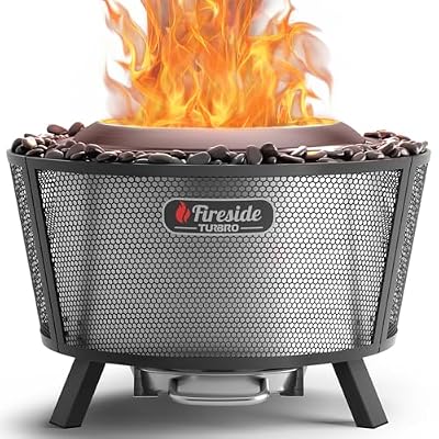 TURBRO 29 Inch Smokeless Fire Pit for Outdoor Wood Burning, 304 Stainless Steel Camping Stove with Stand, Removable Ash Pan, Waterproof Storage Bag, Pluto R29, Black