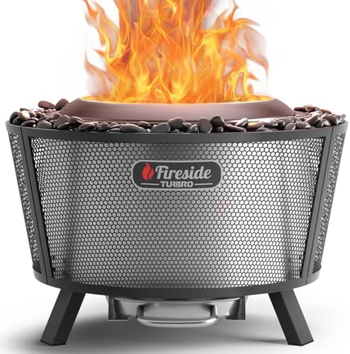 TURBRO 29 Inch Smokeless Fire Pit for Outdoor Wood Burning, Stainless Steel Camping Stove with Stand, Removable Ash Pan, Waterproof Storage Bag, Pluto R29, Black