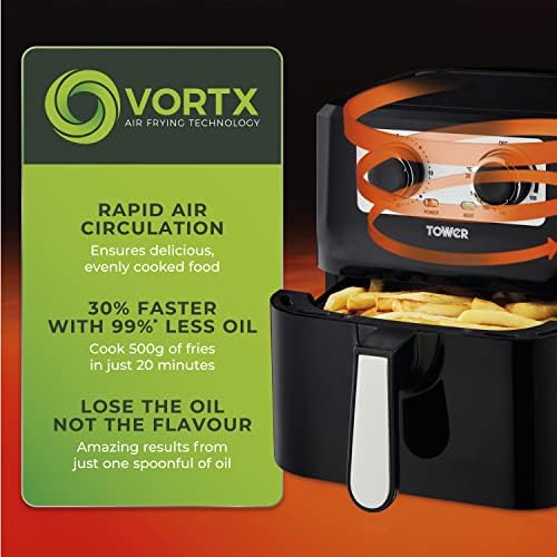 Tower T17090 Vortx Manual Air Fryer, 5L, Black