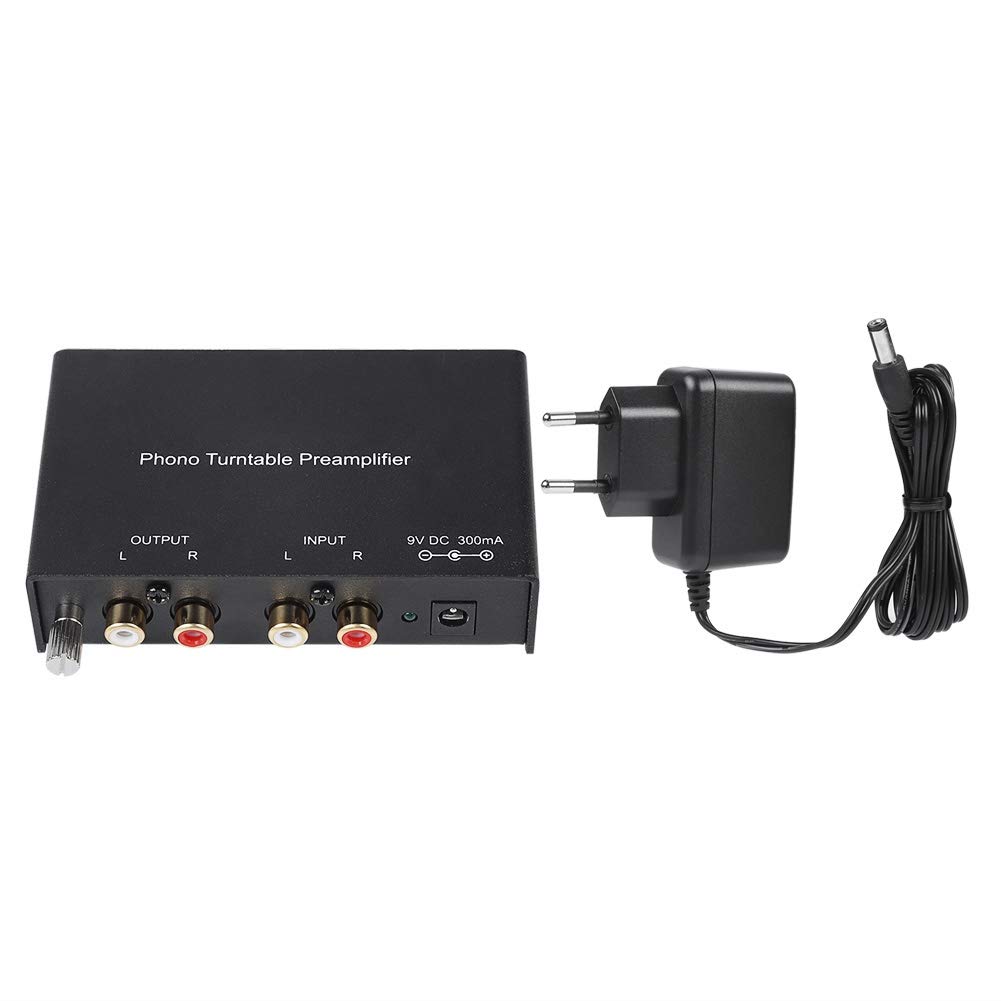 ASHATA Preamplificatore Phono, Preamplificatore Phono Stereo a Doppio Canale, Preamplificatore per Giradischi Riduzione del Rumore Preamplificatore Stereo Hi-Fi Presa EU(EU)