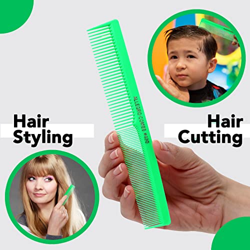 Allegro Combs 420 Hair Combs Barber Comb Set Hair Cutting Pocket Styling Combs For Hair Stylist Wide And Fine Set 12 Pk. (Neon Green) #TOP3