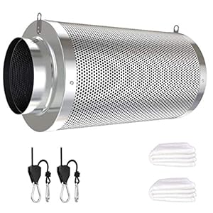 Vanleno 4inch Carbon Filter Odor Control with Australia Virgin Charcoal Two Prefilter 1 Pair Rope Hanger Included for…