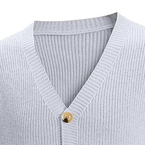Cambkatl Men's Button Down V Neck Cardigan Sweaters Stylish Stretch Casual Long Sleeve Knitted Outerwear4