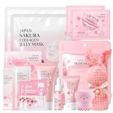 15 Piezas Set de Cuidado Facial Sakura, Set de Cuidado Diario de la Piel con Suero, Limpiador, Mascarilla Labial, Mascarilla Facial, Limpieza y Cuidado Facial, para Adolescentes y Mujeres