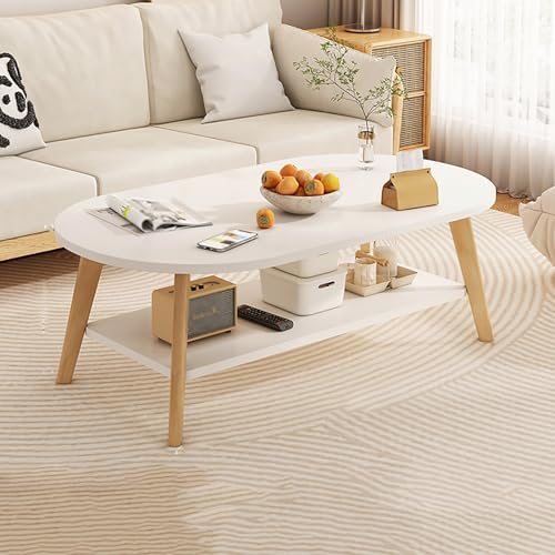 Mesa de centro de 2 niveles, mesas de centro de madera modernas, mesa central para sala de estar, mesa de cóctel simple, mesa intermedia, mesa baja para sentarse en el suelo(Wit,100*50*45CM)