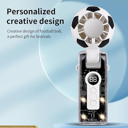 Coaptop Ventilateur turbo portable avec refroidissement à glace, éclairage LED à 4 niveaux, pliable à 180 °, puissant, 5 vitesses, pour les fans de football avec refroidissement Air-Turbo-Tech (noir) – vue 2