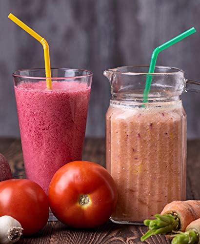 Alink 200-Pack Flexible Drinking Straws, Assorted Colors Plastic Disposable Bendy Straws - 7.75" X 0.23" #TOP4